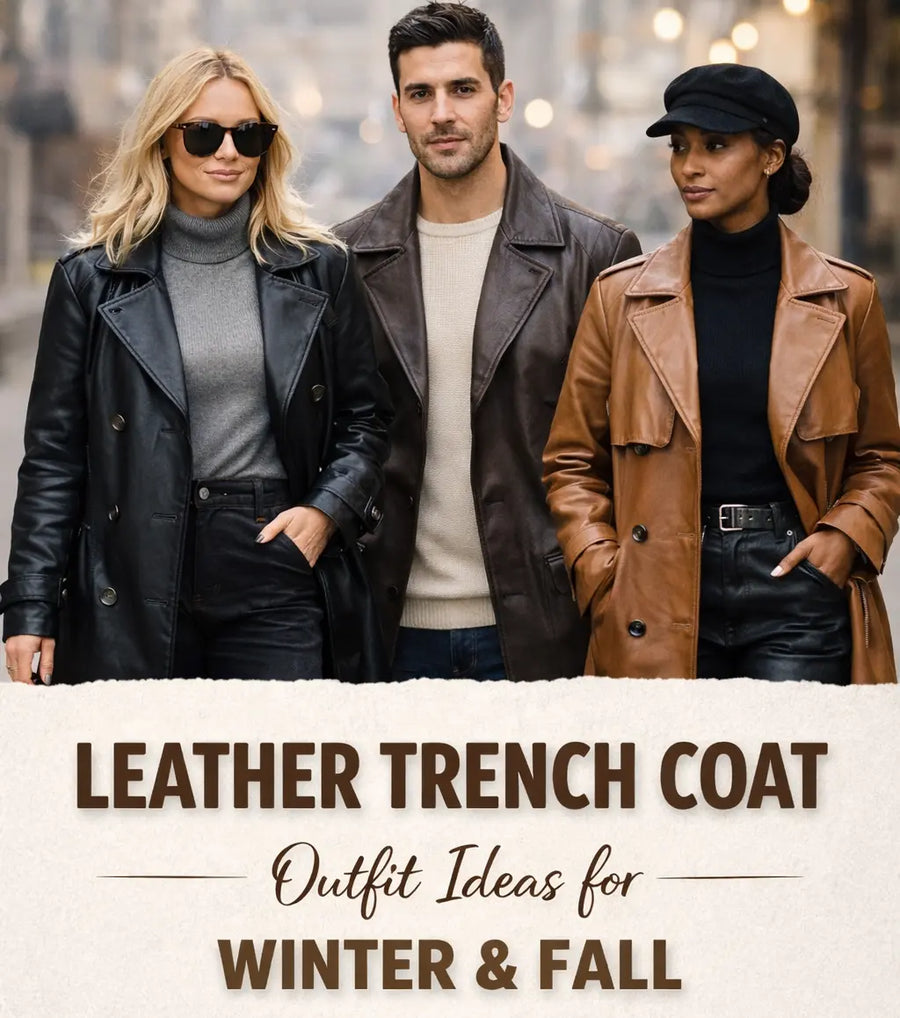 Leather Trench Coat Outfit Ideas for Winter and Fall