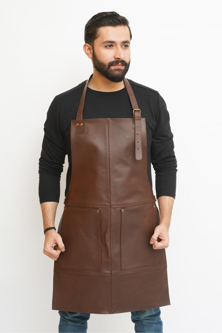 leather apron, brown leather apron with pocket, leather apron with pocket, apron with pocket, leather apron, schefs, apron, barber apron, carpenter apron, apron for multi use