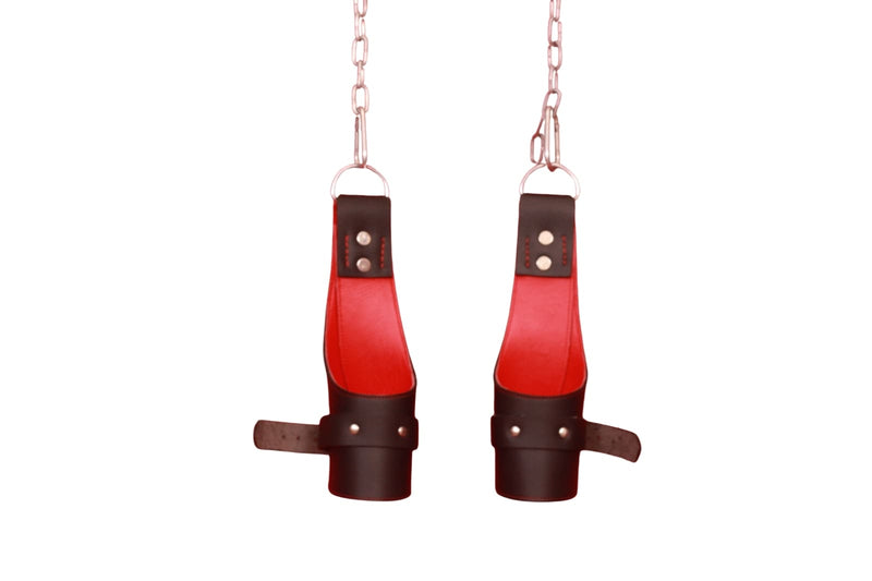 leather suspension cuffs, fur lined leather suspension cuff kit with bondage ring, high quality heavy leather padded wrist suspension cuffs, leather ankle suspension cuff, leather bondage suspension cuffs, suspension cuffs, bondage suspension cuffs, bdsm suspension cuffs, bdsm leather suspension cuffs