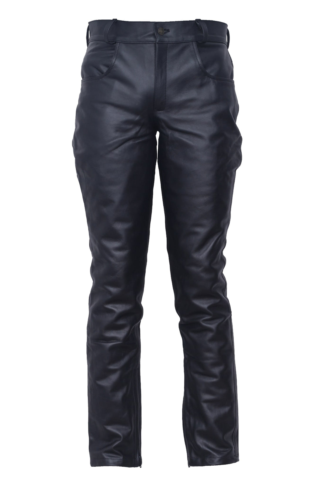 Plain Men's Black Leather Pants
