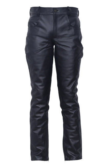 Plain Men's Black Leather Pants