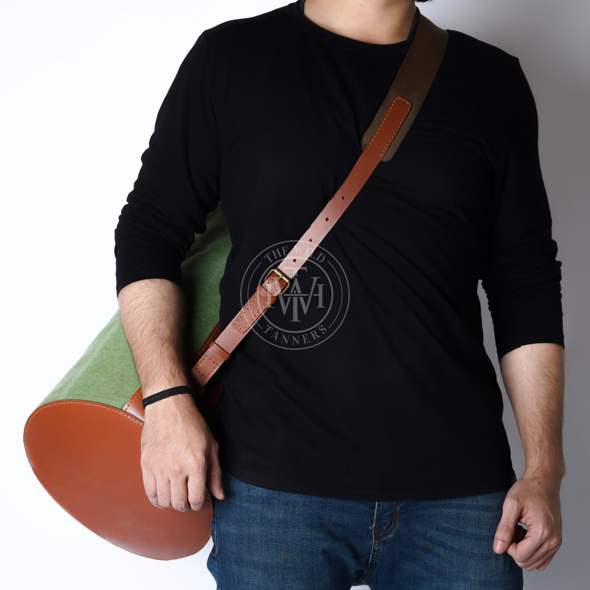 Leather Canvas Duffle Bag For Weekend & Travel, view 2