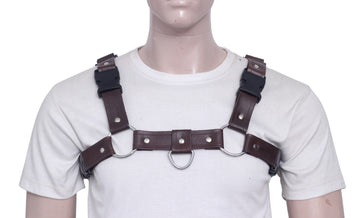Leather Chest Harness For Mens With Front D-Ring