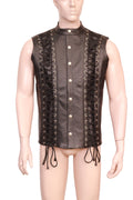 leather biker vest, mens biker vest, leather motorcycle vest, sleeveless vest