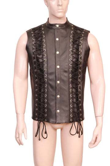 Sleeveless Motorcycle Leather Vest