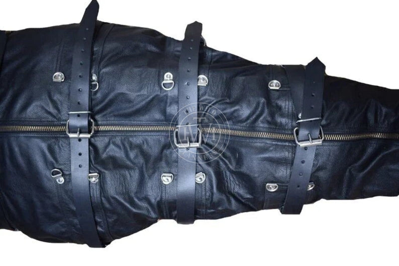 leather bodybag, leather sleepsack, leather sleep sack, leather bondage body bag, leather bondage sleep sack, self bondage sleep sack, Bondage Sleep Sack
