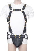 bulldog style leather bondage harness with jockstrap set, men’s leather harness and jockstrap set, black leather bulldog bondage harness set, gay leather harness with jockstrap, bdsm leather harness and jockstrap combo