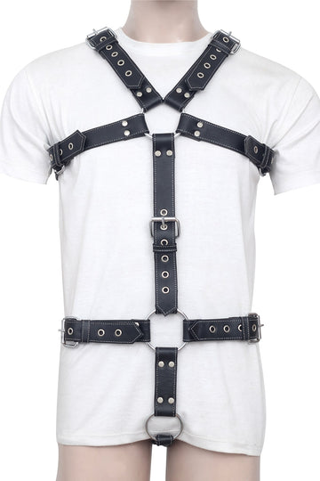 Leather BDSM Body Harness With Buckles