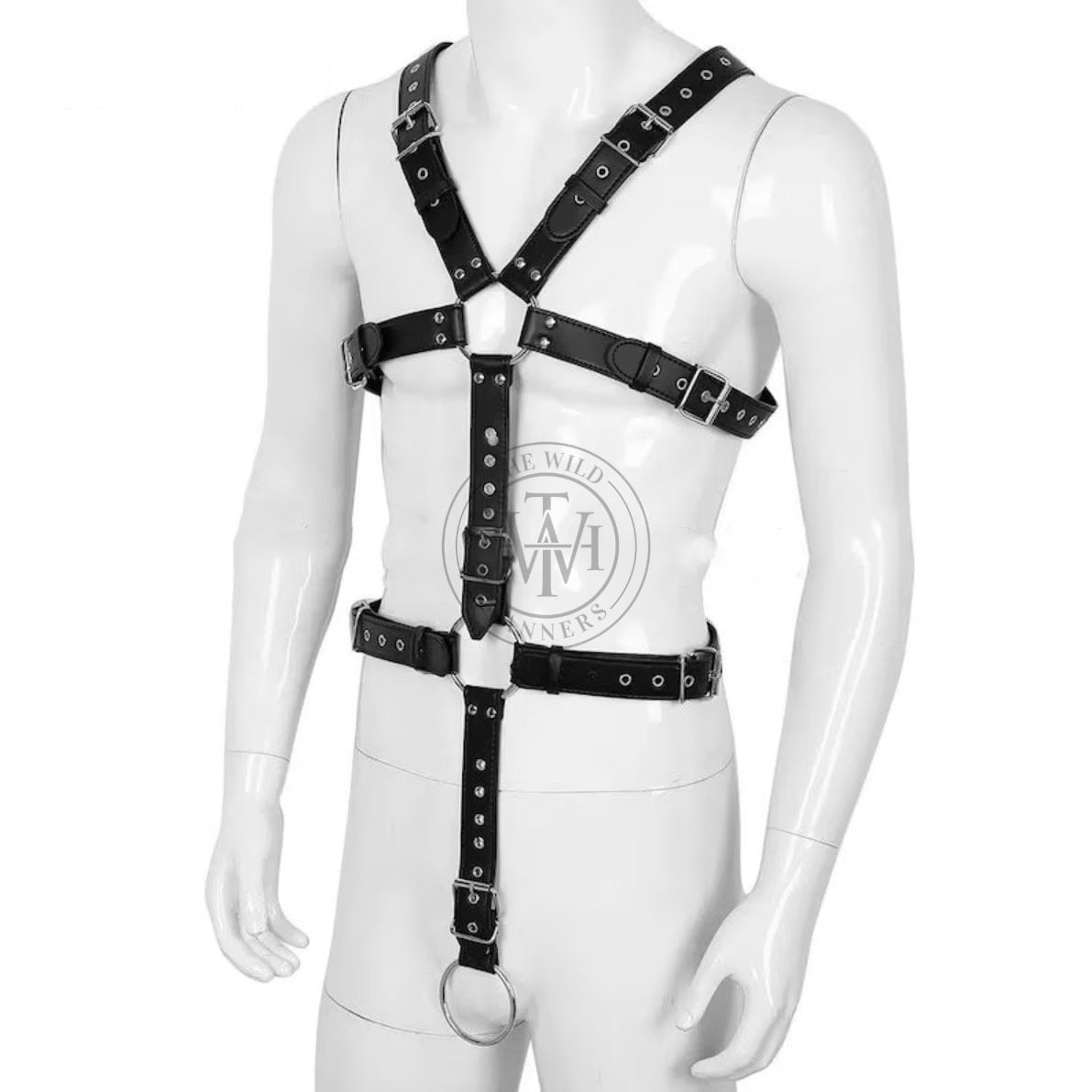 men's leather chest harness with cock ring