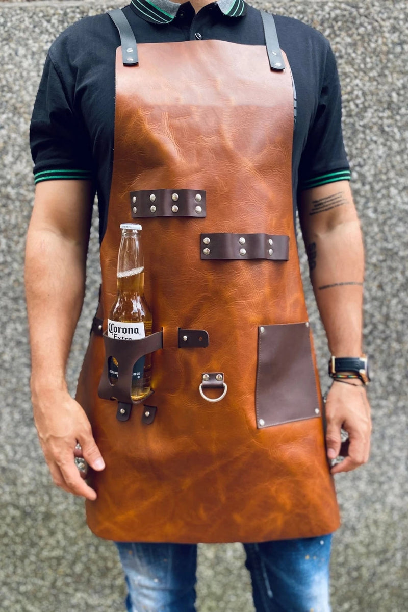 leather apron, leather chef apron, leather bbq apron, Leather Bartender Aprons 