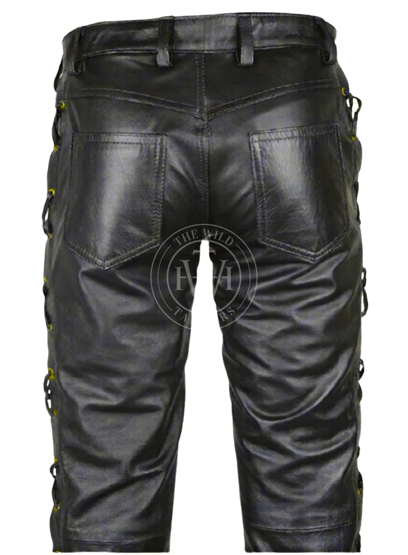 leather pants, leather BDSM Pants, Leather Bondage Pants, Gay Leather Pants, Leather pants mens, side lace up leather pants