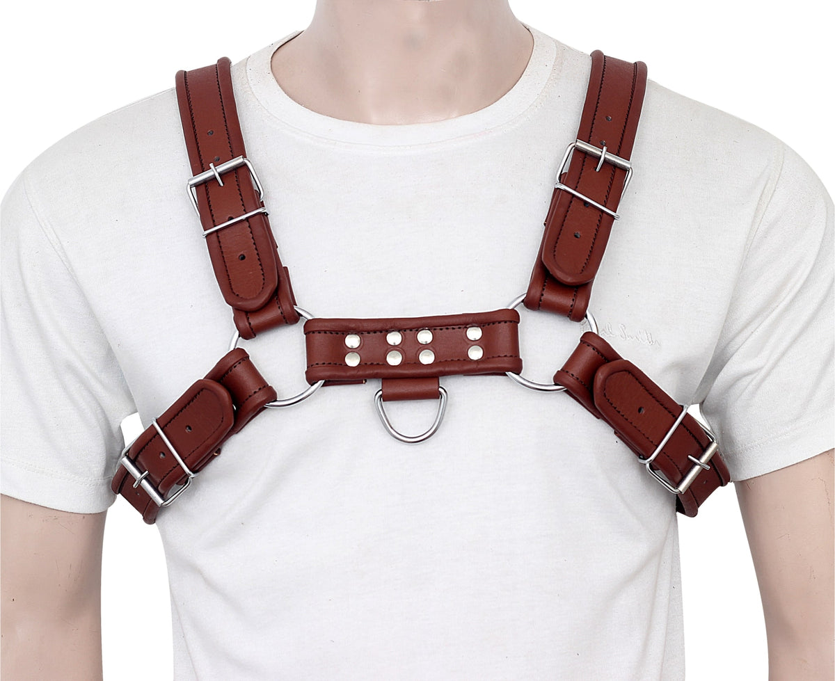 Leather Bulldog Harness Fitted With Roller Buckles