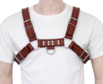 Leather Bulldog Harness Fitted With Roller Buckles