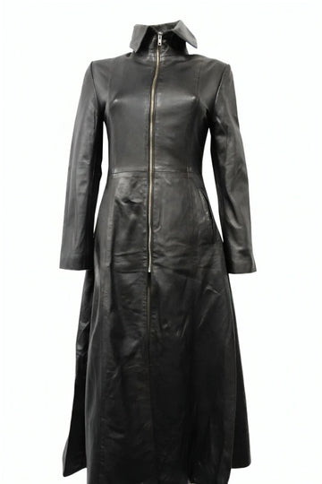 Genuine Leather Trench Coat For Women