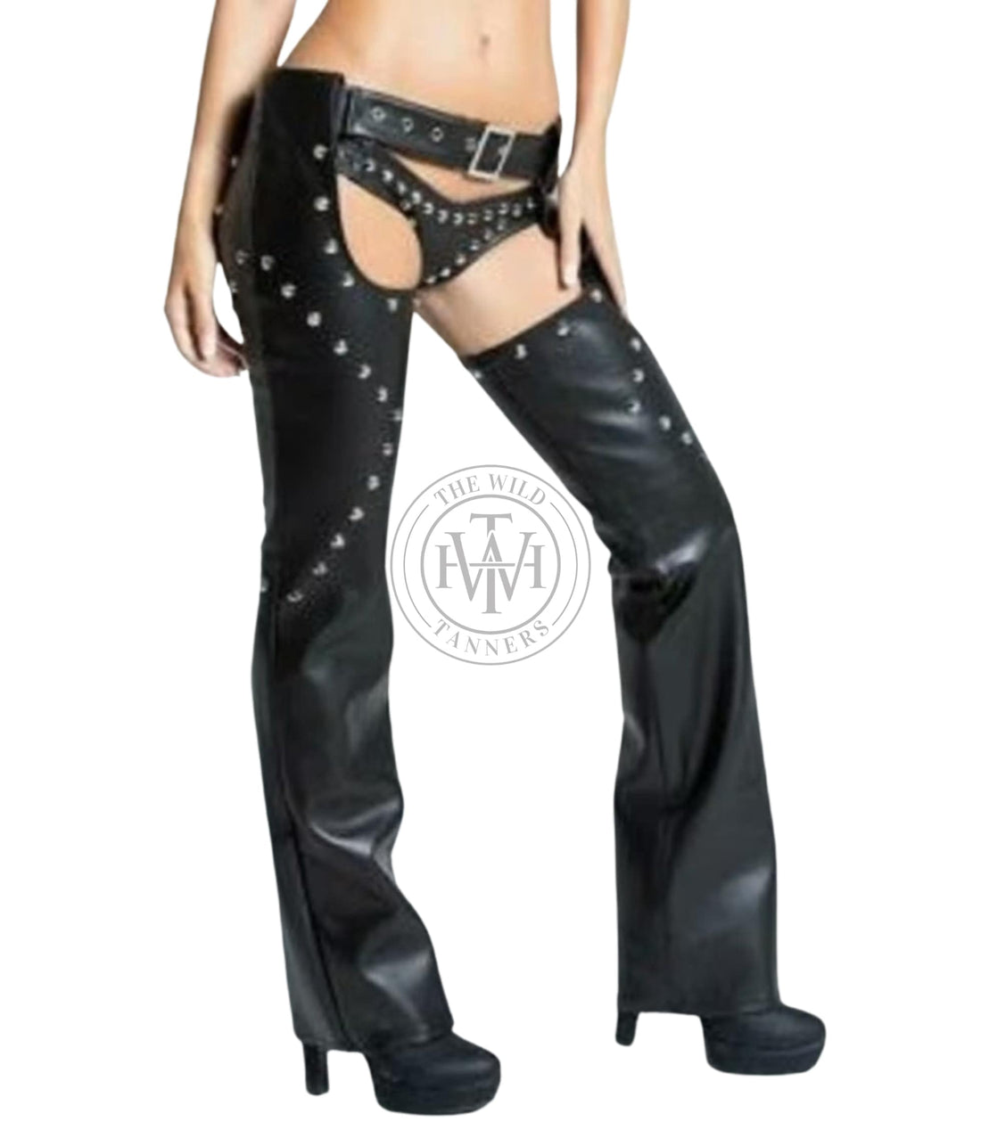 Women's backless leather chaps