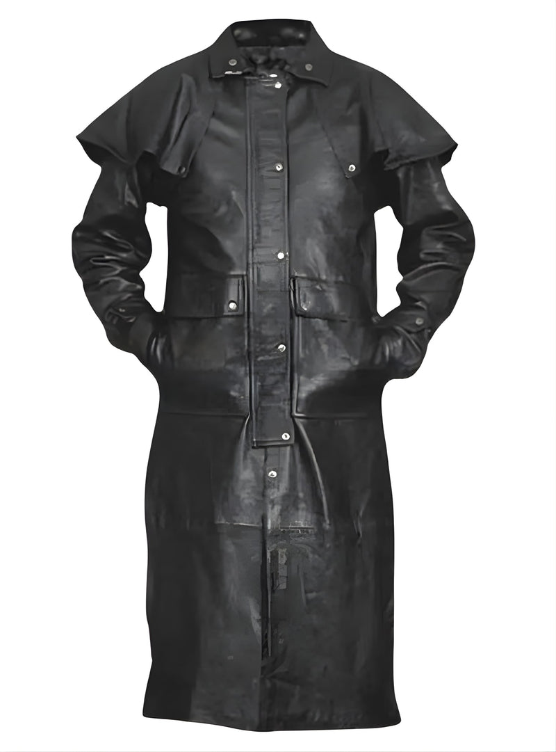 leather coat, leather long coat, leahter trench coat, leather overcoat