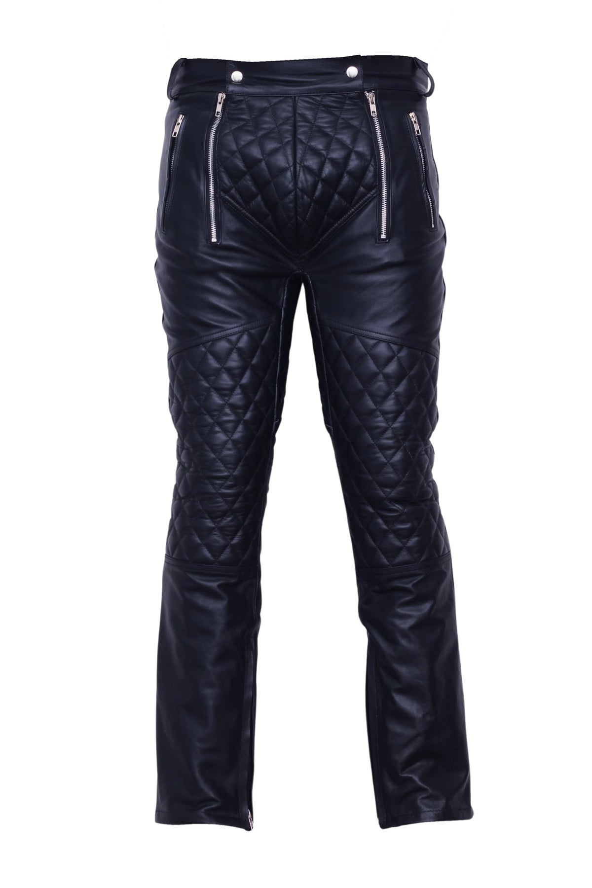 Quilted Leather Pants with Zipped Pockets