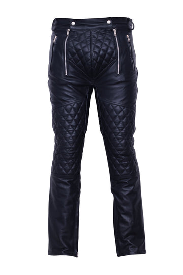 Quilted Leather Pants with Zipped Pockets