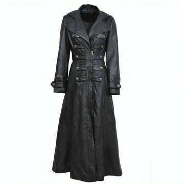 Leather Stylish Long Trench Coat Women