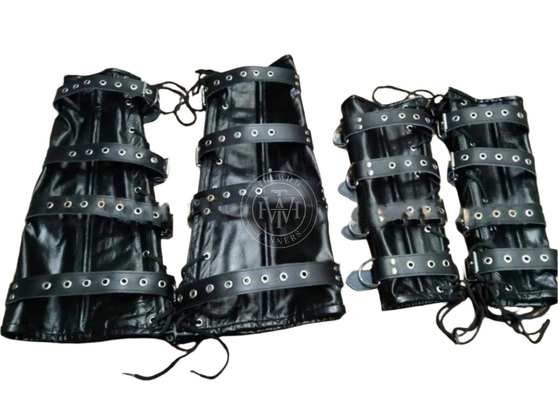 leather arm binder, leather leg binder, bondage arm binder, bondage leg binder, BDSM restraints, arm and leg restraints bdsm restraints