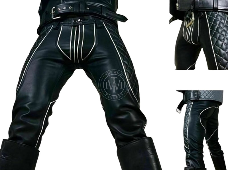 leather pants, leather BDSM Pants, Leather Bondage Pants, Gay Leather Pants, Leather pants mens, leather quilted pants