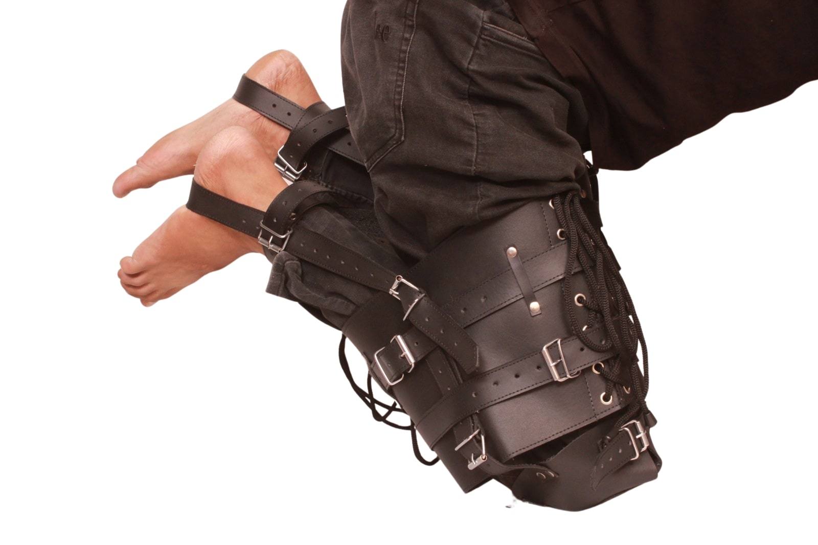 leather leg binder, leather restraint, leather pet crawler