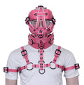 Leather bondage muzzle, leather harness, muzzle gag, muzzle with harness and biceps cuffs 