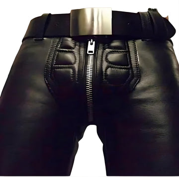 Men's genuine black leather pants
