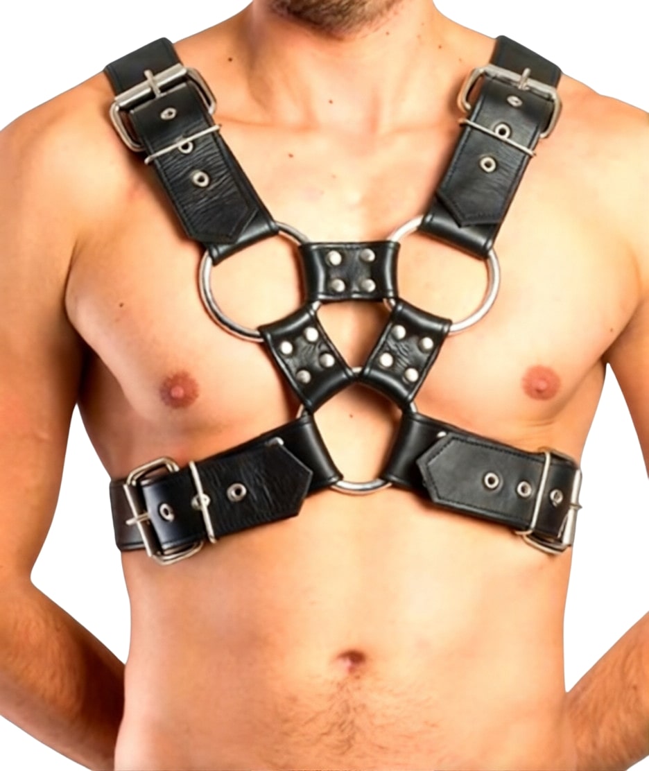 gay leather chest harness, leather chest harness, leather harness