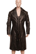 leather coat, leather long coat, leahter trench coat, leather leather overcoat