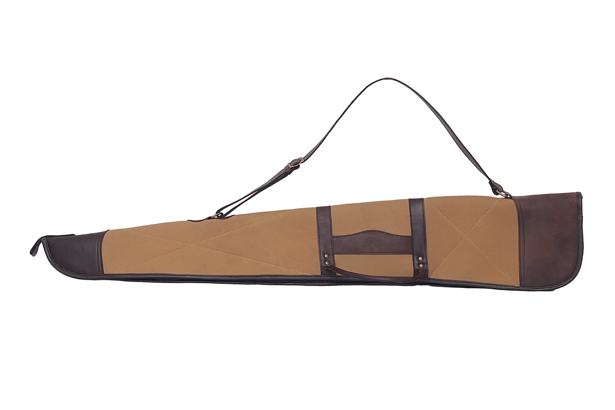 Tan and Brown Waxed Canvas Leather Shotgun Case, Canvas Leather Rifle Case, Shotgun Case