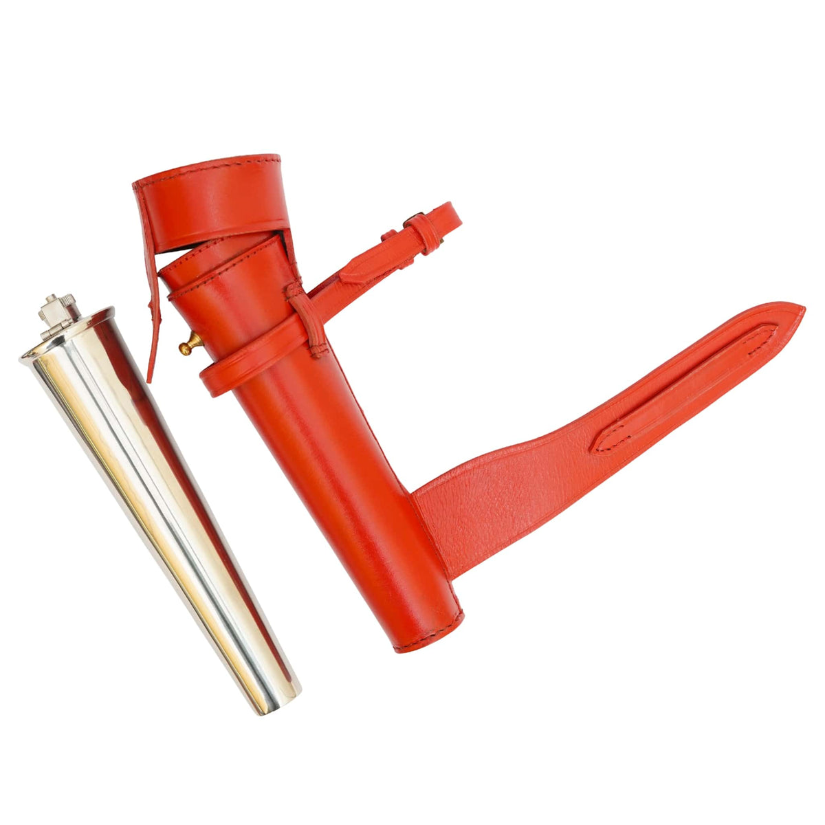 Stainless Steel Fox Hunting Flask With Leather Case
