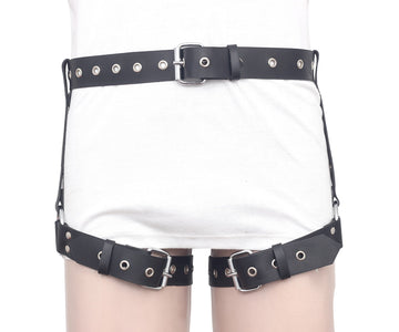 Adjustable Leather Leg Hip Harness with Thigh Straps