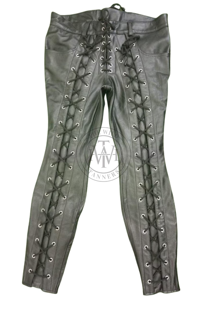 Leather Pants with Adjustable Laces Closure, view 4