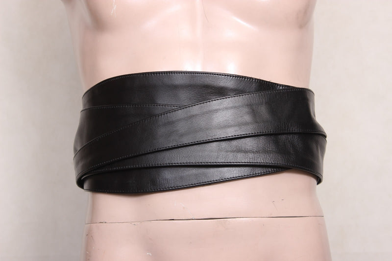 leather obi belt, leather wrap belts, leather sash belt, black wrap belt