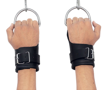 Heavy-duty padded leather wrist suspension cuffs