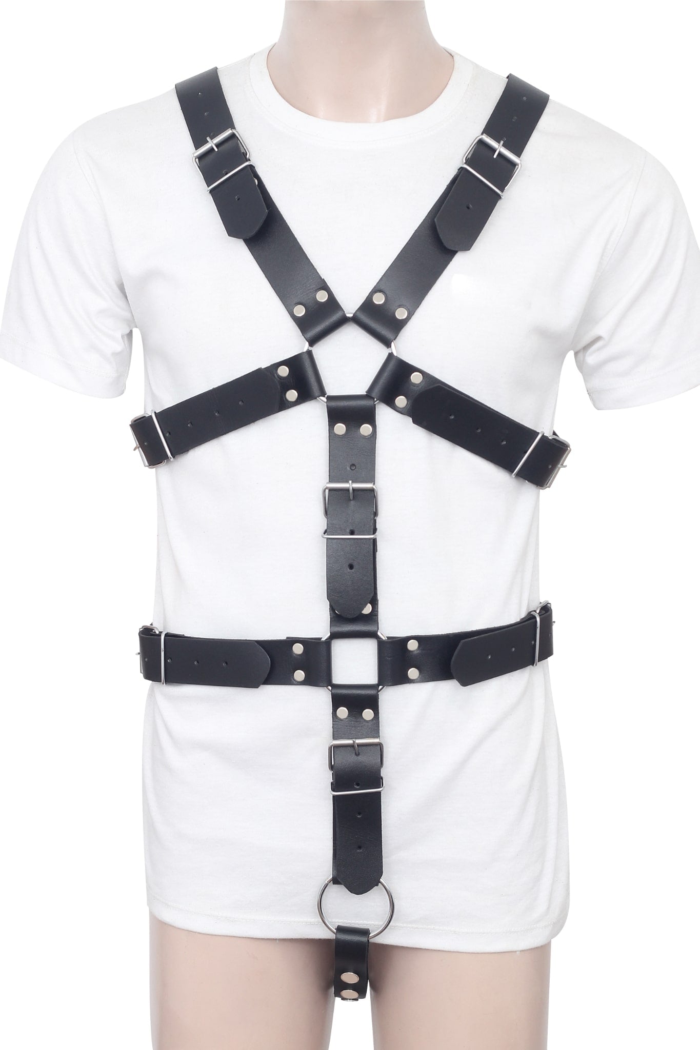 Crossbow Bondage Leather Harness with Cock Ring, Crossbow Bondage Leather Harness with Cock Ring, bdsm harness