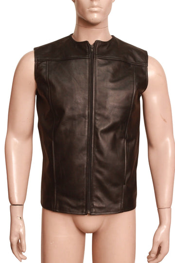 Stylish Brown Leather Vest for Men