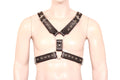model wear Men Leather Harness - front view image
