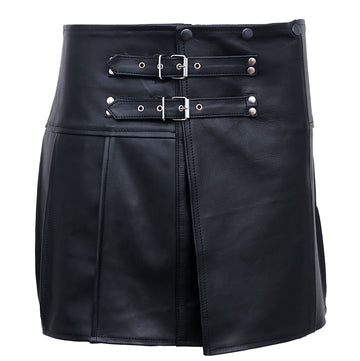 Seductive Pleated Leather Kilt For Men