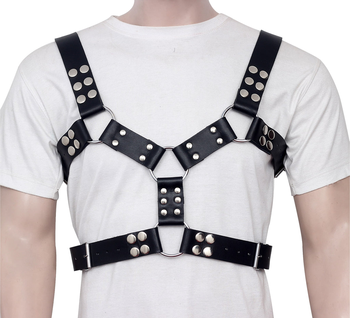 Handmade Leather Chest Harness BDSM With Studded Straps