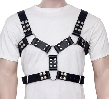 Handmade Leather Chest Harness BDSM With Studded Straps