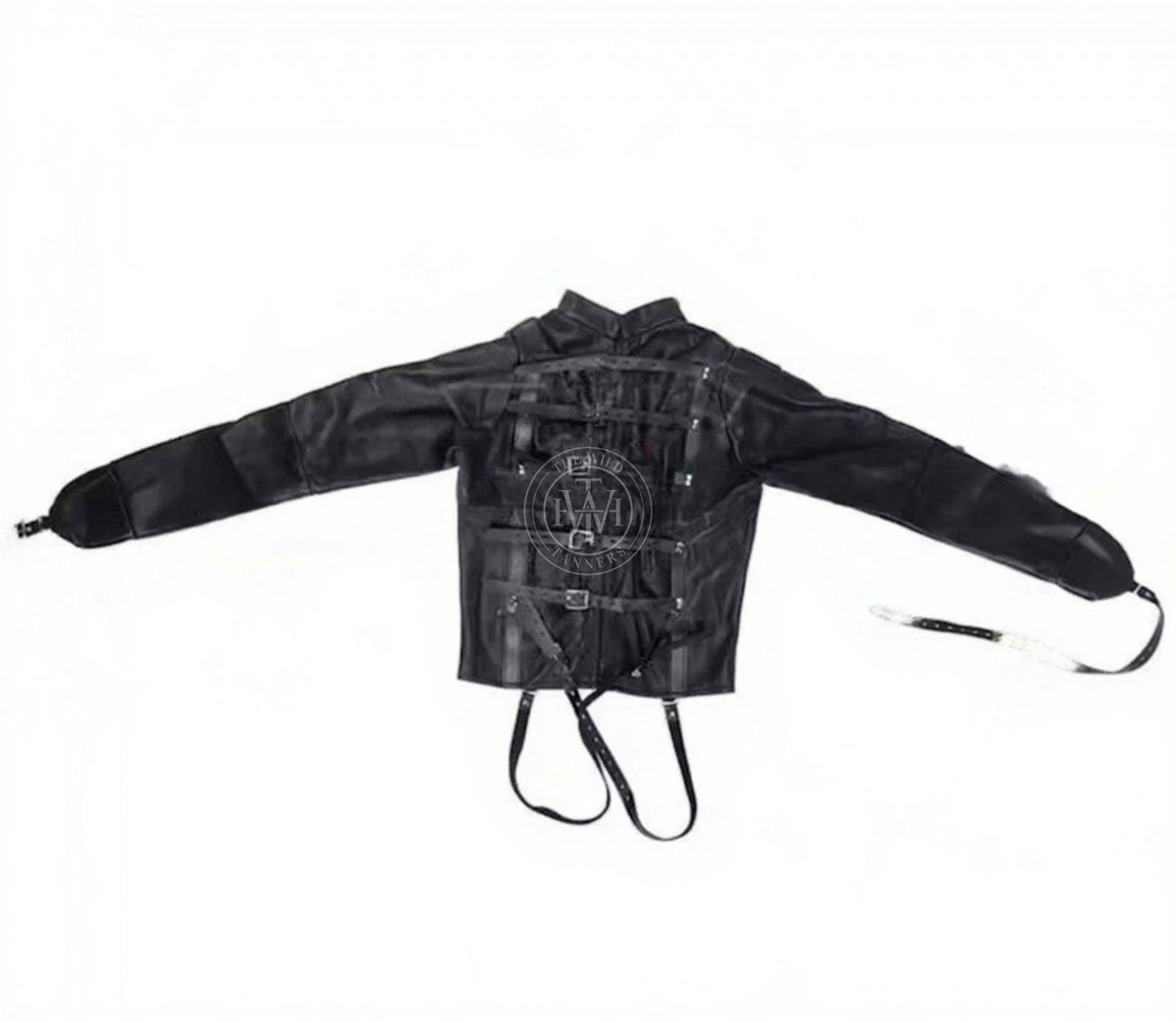 Women's leather straitjacket with crotch straps, view 2