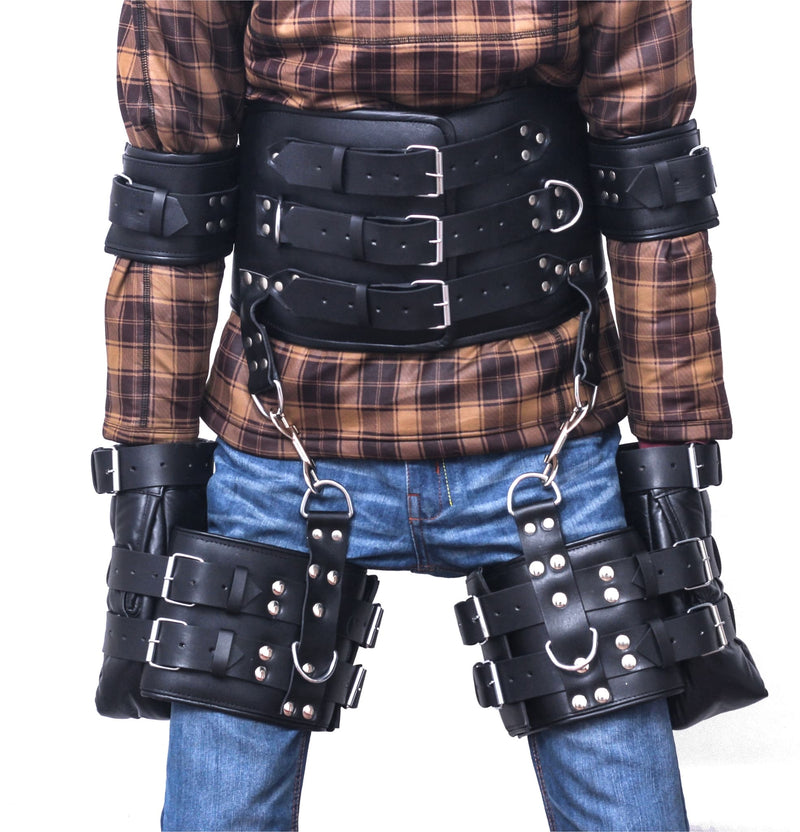 leather restraint, waist restraint, leather restraint belt, leather bondage waist restraints