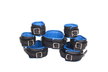 Unisex 7 Pcs Set Leather Bondage Cuffs