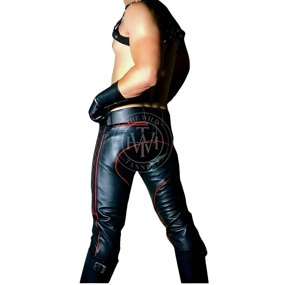 Men's Quilted Gay Leather Pants, view 2