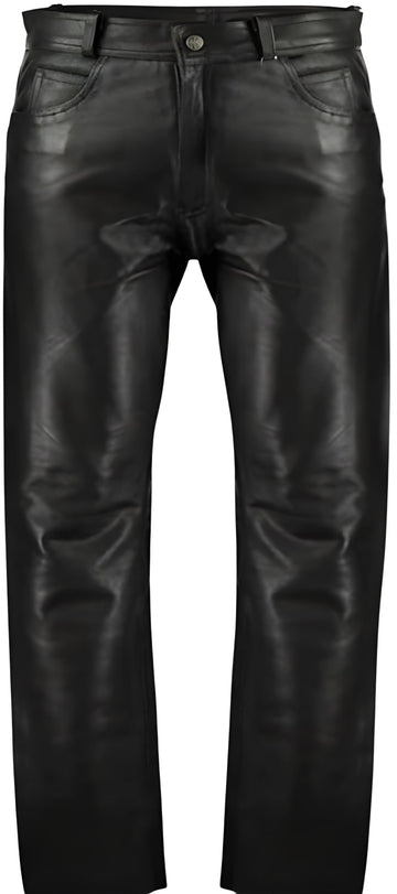 Fetish Black Leather Biker Pants