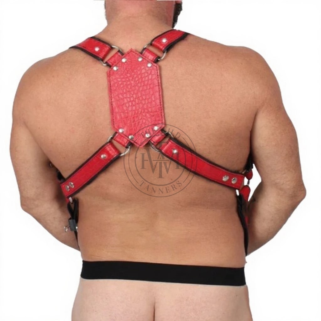 trojan hunter leather body harness with jockstrap