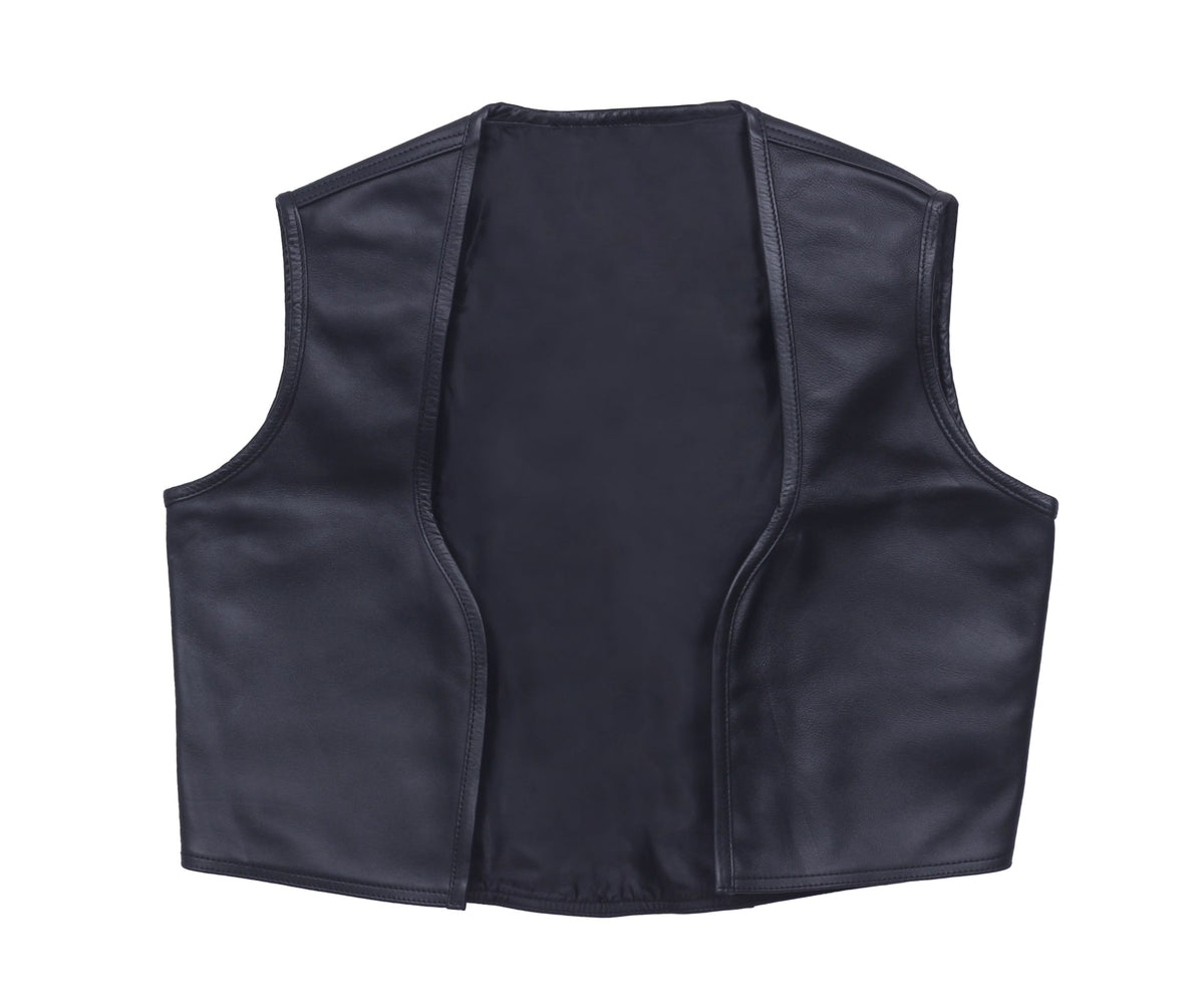 Open Front Genuine Leather Vest