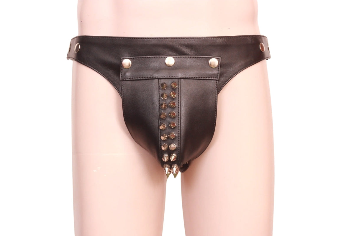 Black Gothic Leather Jockstrap for Men
